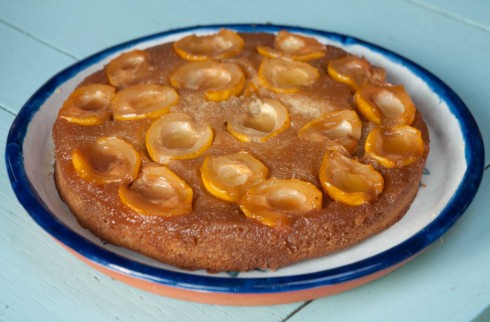 Loquat and almond cake